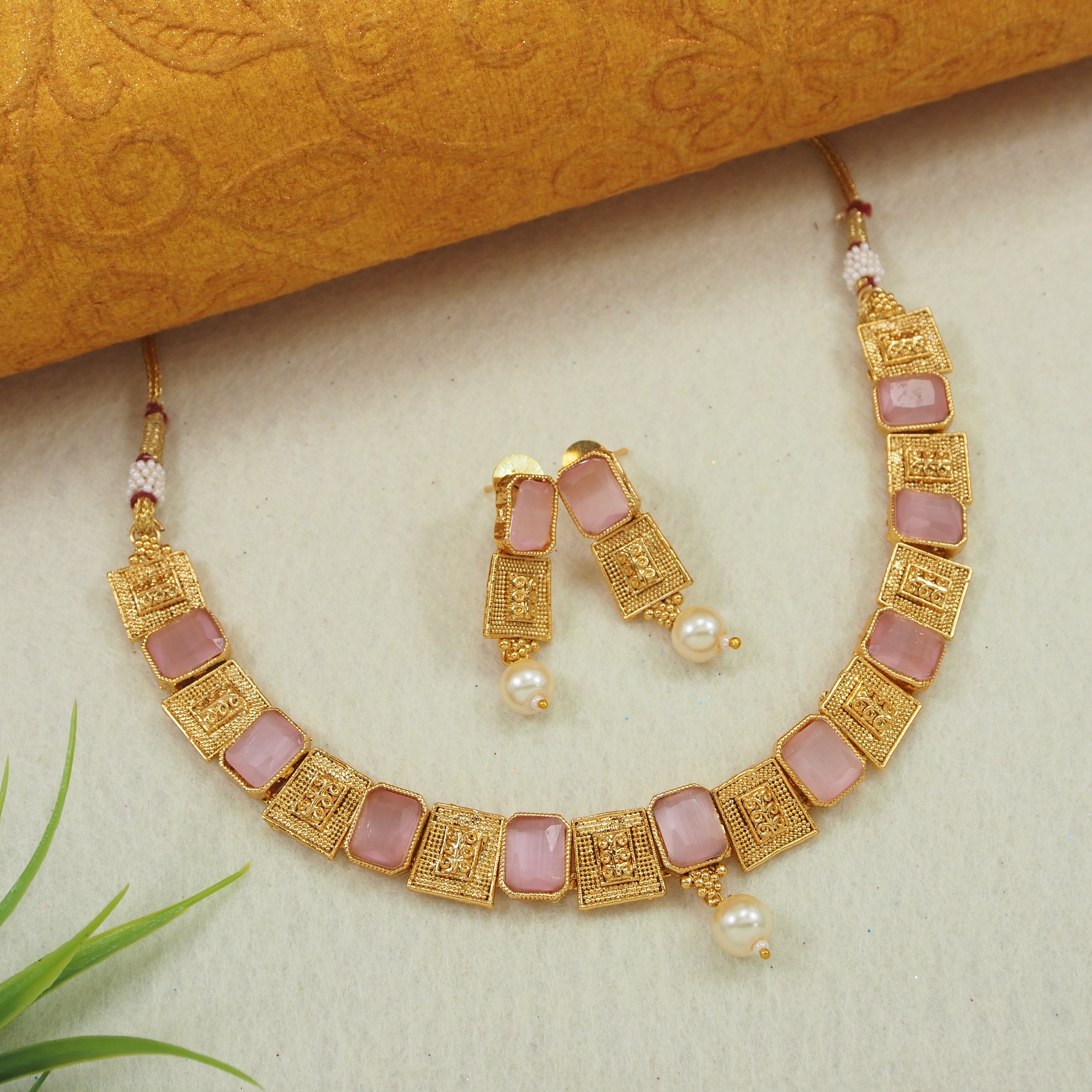 Traditional Choker Copper Necklace Set With Earrings for Woman